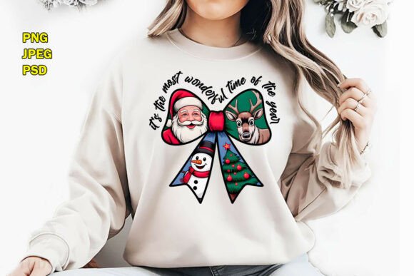 Christmas Bow T-Shirt Design Santa Claus: A Festive Visual Asset