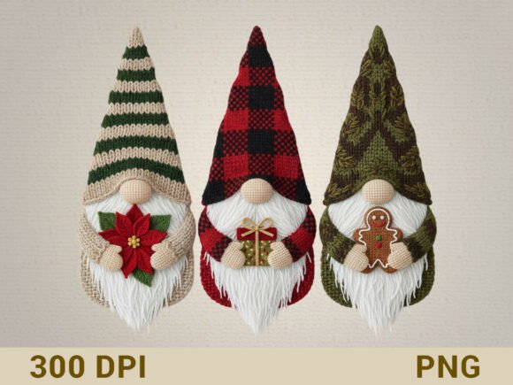 Christmas Gnomes Embroidery Design Set: Festive Digital Assets