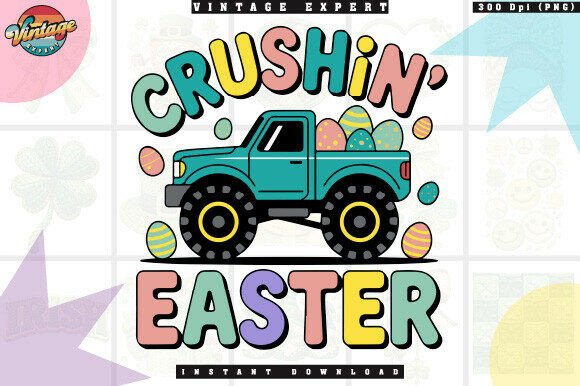 Crushin Easter Cute Truck: A Vibrant Design Asset