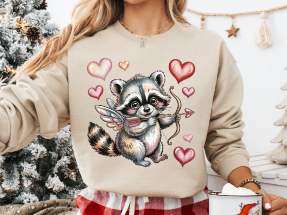 Cupid Raccoon PNG: A Retro Valentine Design for Charming Projects
