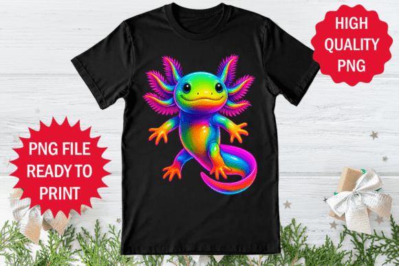 Cute Funny Colorful Axolotl Design Shirt: Vibrant Visual Assets