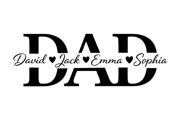 Dad Names Heart Typography Design: Crafting Personalized Visuals