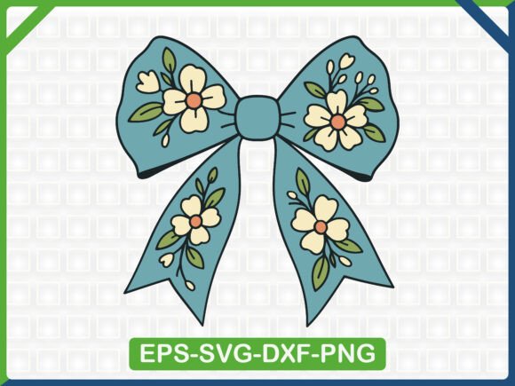 Elegant Floral Ribbon Bow Embroidery SVG Design
