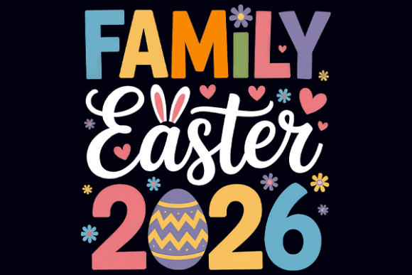 Family Easter 2026 PNG Design: Fresh Spring Visuals